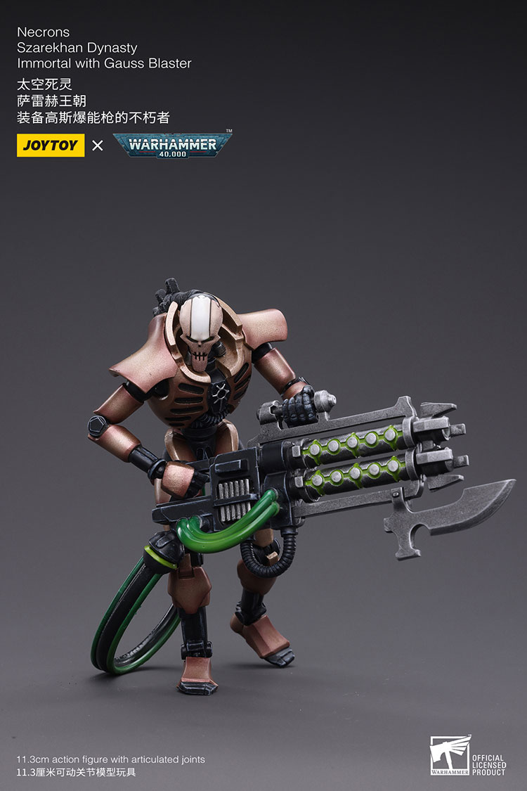 JOYTOY 1/18 Action Figure Warhammer 40k Necron Immortal Con Gauss Blaster, Dinastia Szarekhan, Figura Da Collezione Snodata