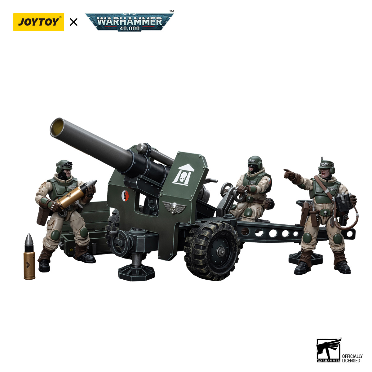 Figurine JoyToy Space Marines Astra Militarum Ordnance Team Avec Bombast Field Gun 1/18