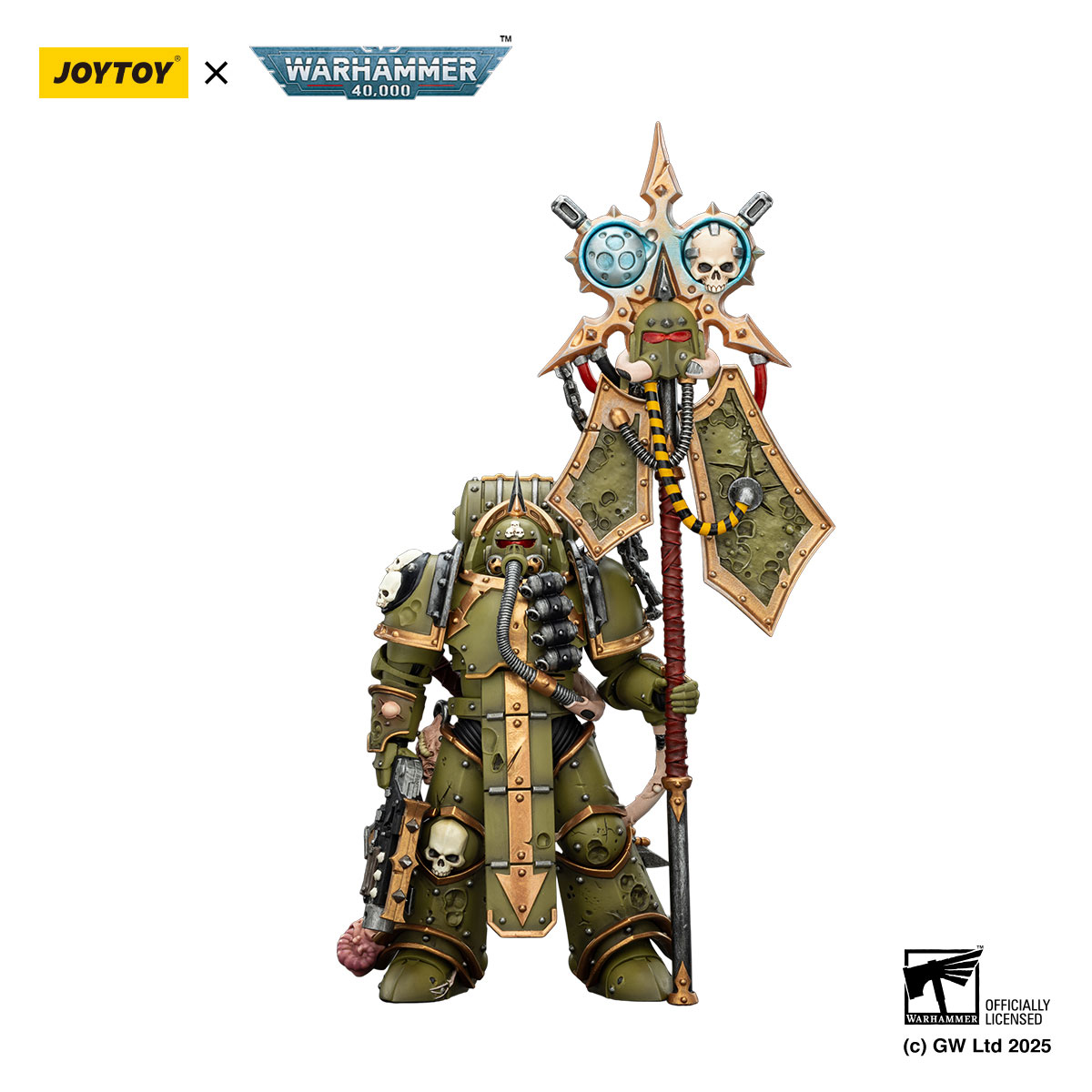 JOYTOY Death Guard Plague Marine Icon Bearer | 1/18 Figure