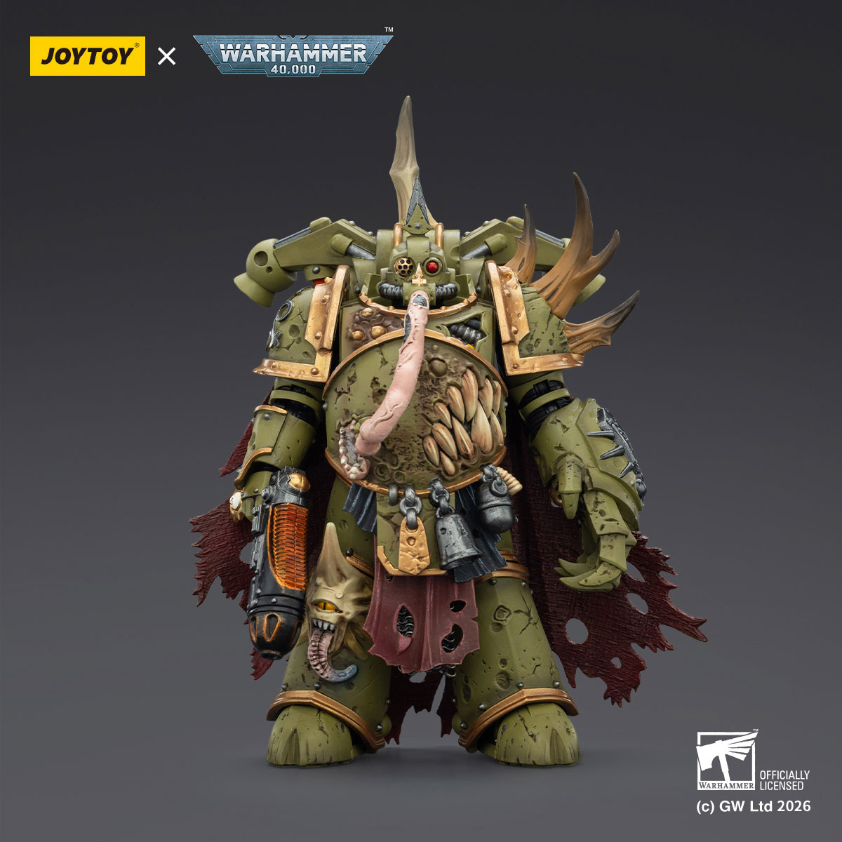 JOYTOY Death Guard Plague Marine Champion with Plasma Pistol and