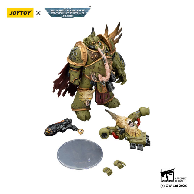 Death Guard Plague Marine Champion with Plasma Pistol and Power Fist