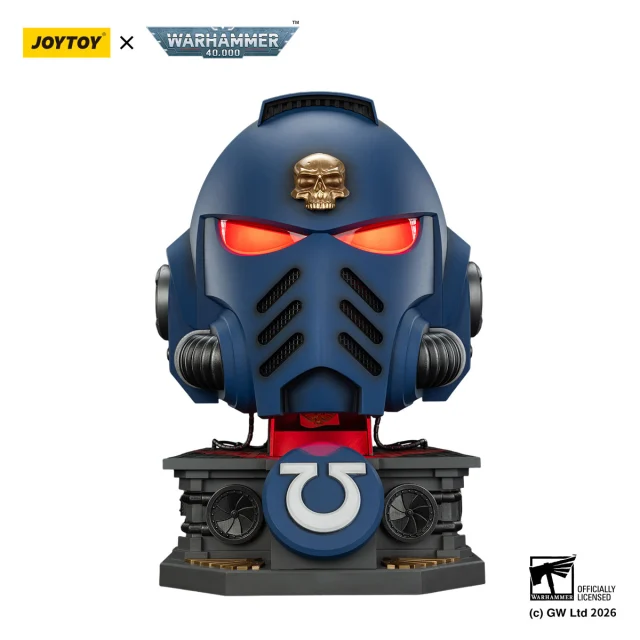 Ultramarines Captain MkX Helmet & Display Stand