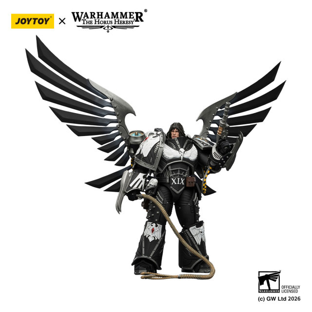 Raven Guard Corvus Corax,Primarch of the XIX Legion with artificer-crafted lightning talons,archaeotech pistols,and whip