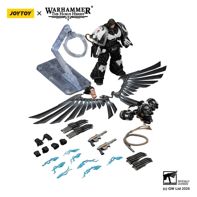 Raven Guard Corvus Corax,Primarch of the XIX Legion with artificer-crafted lightning talons,archaeotech pistols,and whip