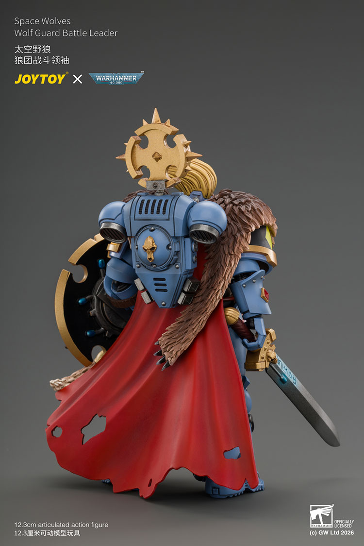Space Wolves Wolf Guard Battle Leader with Master-crafted Power Weapon,Storm Shield,Thunder Hammer,Master-crafted Heavy Bolt Pistol,and Plasma Pistol product details