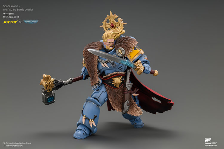 Space Wolves Wolf Guard Battle Leader with Master-crafted Power Weapon,Storm Shield,Thunder Hammer,Master-crafted Heavy Bolt Pistol,and Plasma Pistol product details