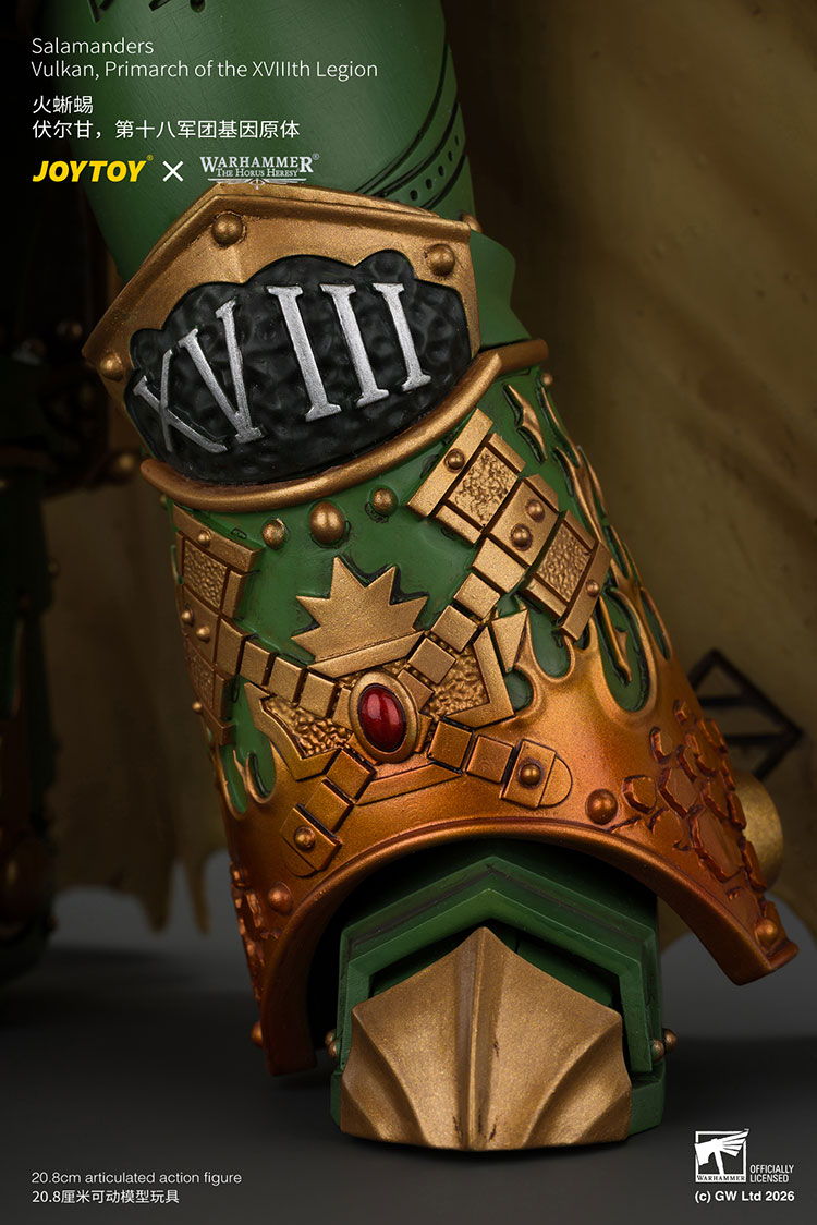 Salamanders Vulkan, Primarch of the XVIIIth Legion with Dawnbringer, The Furnace's Heart and Dragon's Breath Gauntlet product details