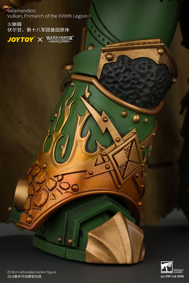 Salamanders Vulkan, Primarch of the XVIIIth Legion with Dawnbringer, The Furnace's Heart and Dragon's Breath Gauntlet product details
