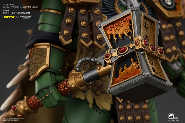 Salamanders Vulkan, Primarch of the XVIIIth Legion with Dawnbringer, The Furnace's Heart and Dragon's Breath Gauntlet product details
