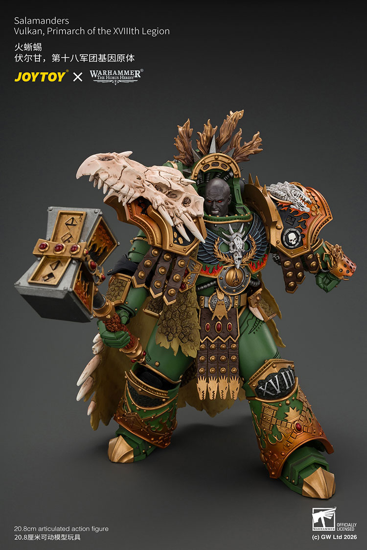 Salamanders Vulkan, Primarch of the XVIIIth Legion with Dawnbringer, The Furnace's Heart and Dragon's Breath Gauntlet product details