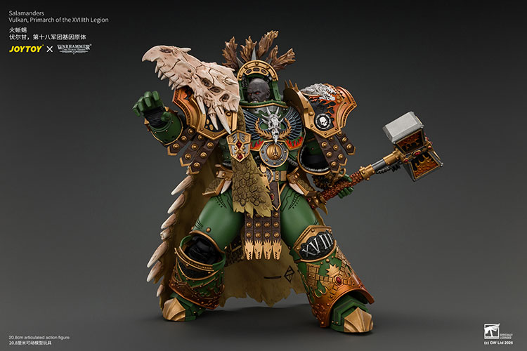 Salamanders Vulkan, Primarch of the XVIIIth Legion with Dawnbringer, The Furnace's Heart and Dragon's Breath Gauntlet product details