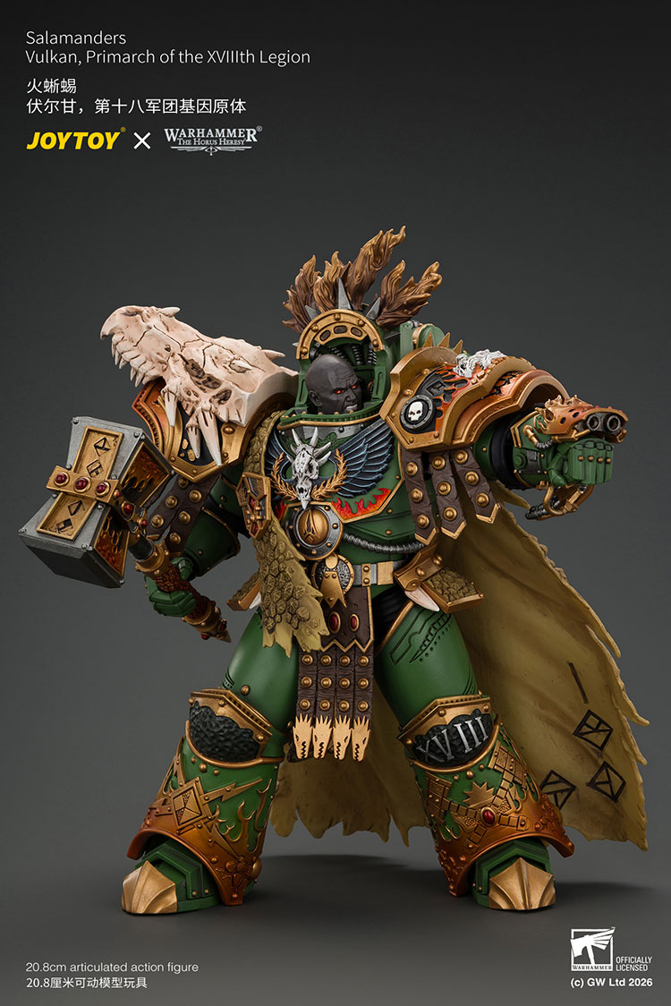Salamanders Vulkan, Primarch of the XVIIIth Legion with Dawnbringer, The Furnace's Heart and Dragon's Breath Gauntlet product details