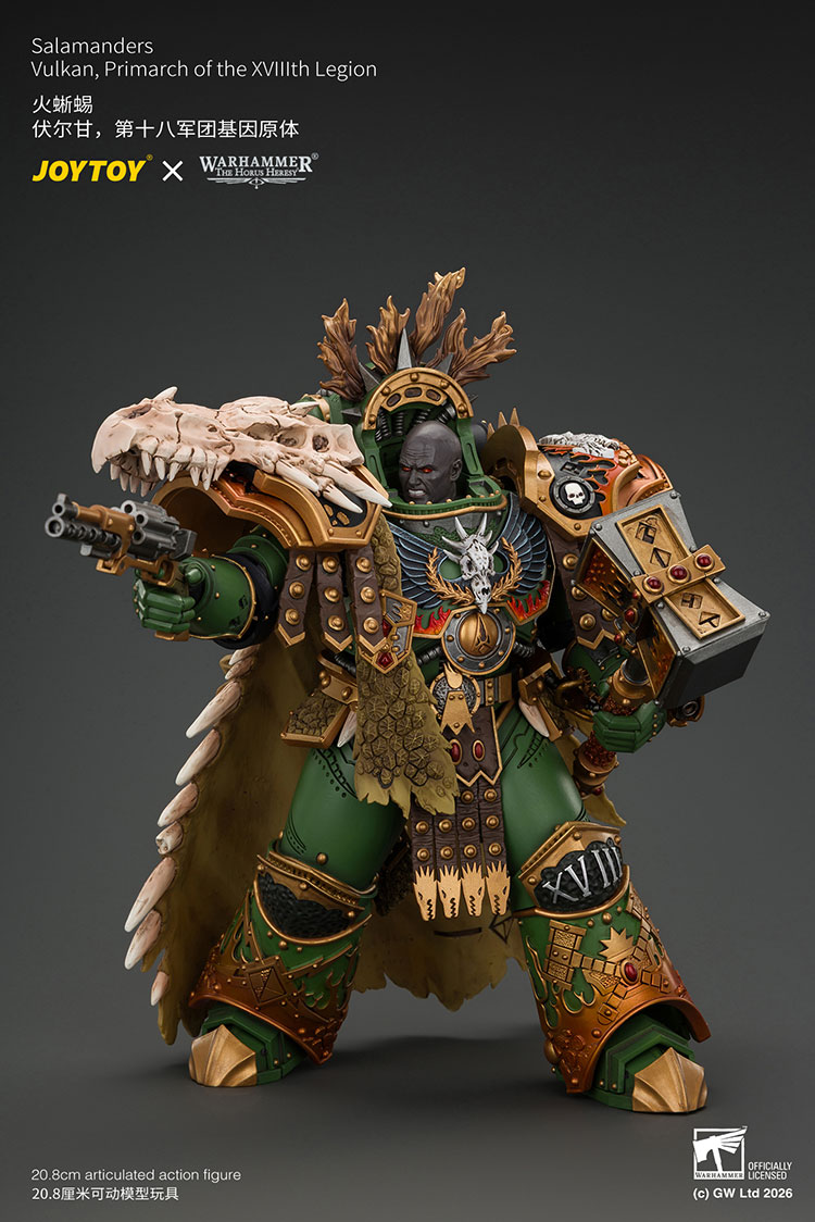Salamanders Vulkan, Primarch of the XVIIIth Legion with Dawnbringer, The Furnace's Heart and Dragon's Breath Gauntlet product details