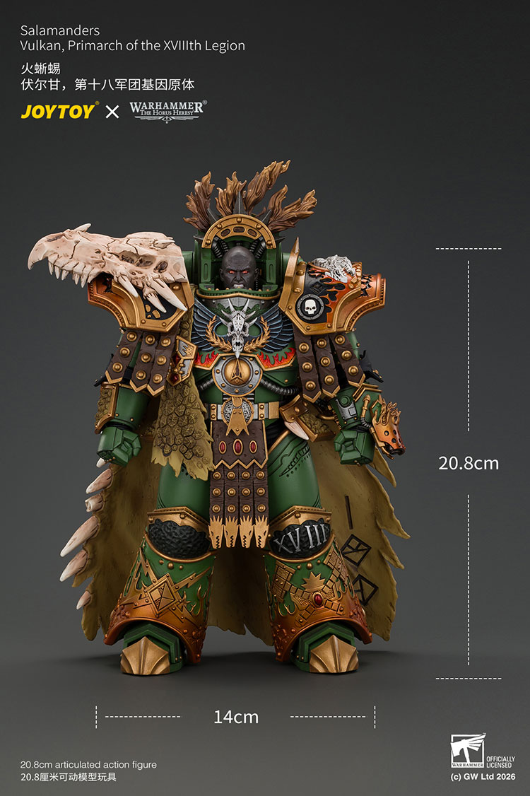 Salamanders Vulkan, Primarch of the XVIIIth Legion with Dawnbringer, The Furnace's Heart and Dragon's Breath Gauntlet product details