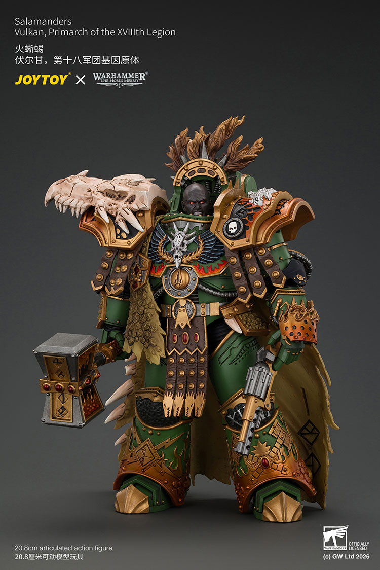 Salamanders Vulkan, Primarch of the XVIIIth Legion with Dawnbringer, The Furnace's Heart and Dragon's Breath Gauntlet