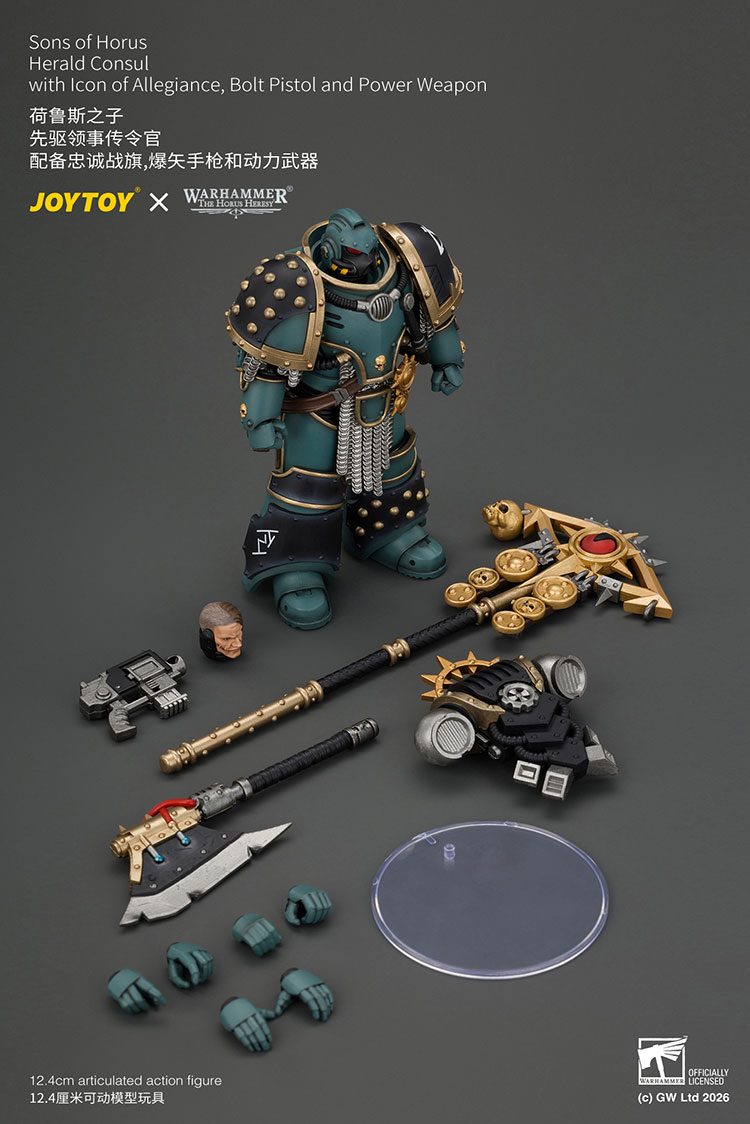 Sons of Horus Herald Consul with Icon of Allegiance, Bolt Pistol and Power Weapon product details