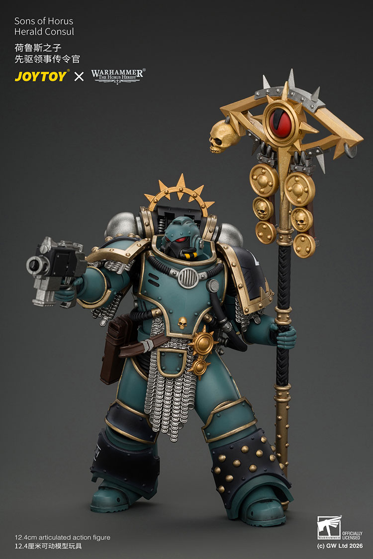 Sons of Horus Herald Consul with Icon of Allegiance, Bolt Pistol and Power Weapon product details